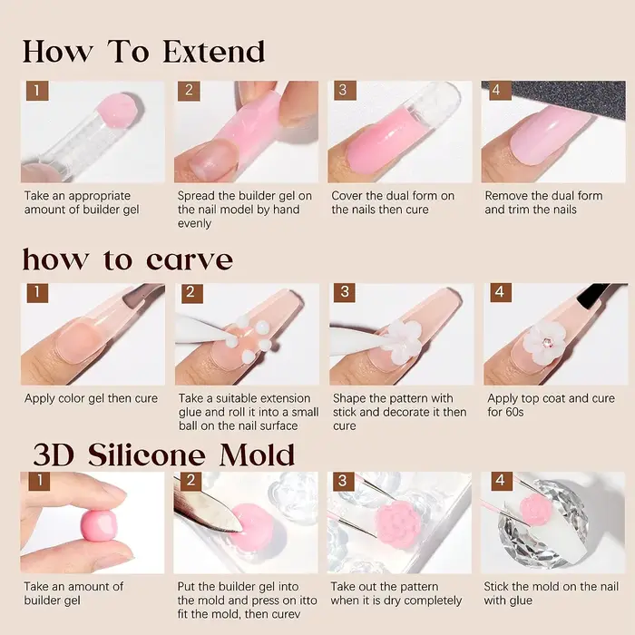 1 pot de 15 ml de gel à ongles 3D pour modelage floral