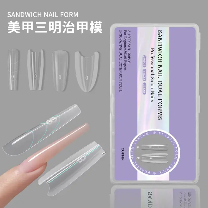 240 pièces de moules transparents en gel pour extensions d'ongles