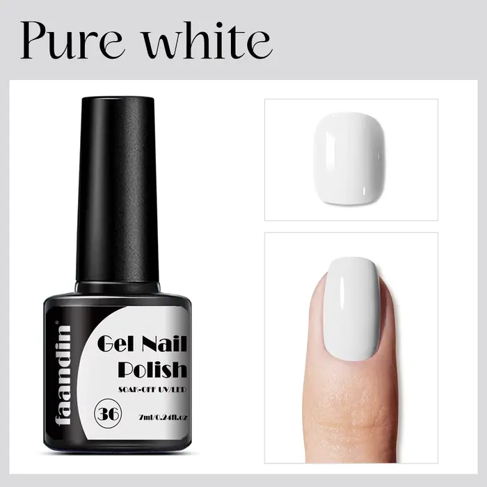 Faandin 7 ml * 1 bouteille, vernis à ongles gel classique noir, blanc, couleurs très classiques, pol