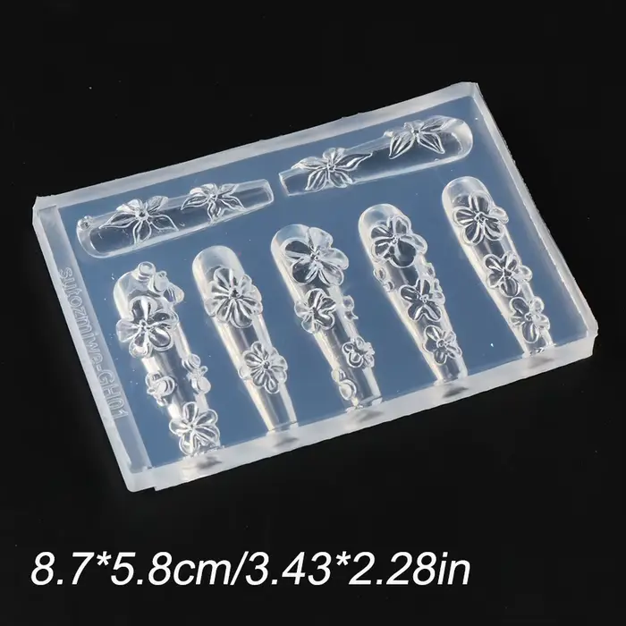 Moule en silicone 3D pour ongles Blossom Flower, moule à sculpter pour ongles, lys, cerise, différen