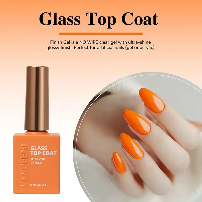 Vendeeni 15ml Gel de finition pour ongles en verre résistant aux rayures, vernis gel cristal UV LED,