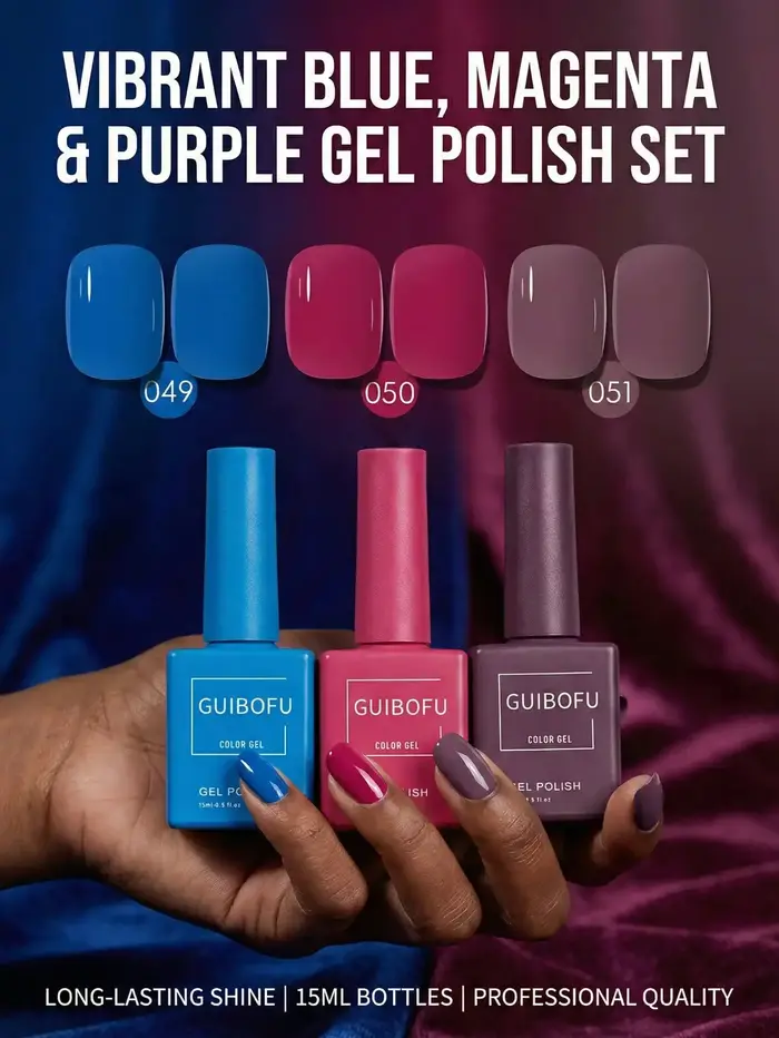 Lot de 3 vernis gel teinté gemme de 15 ml
