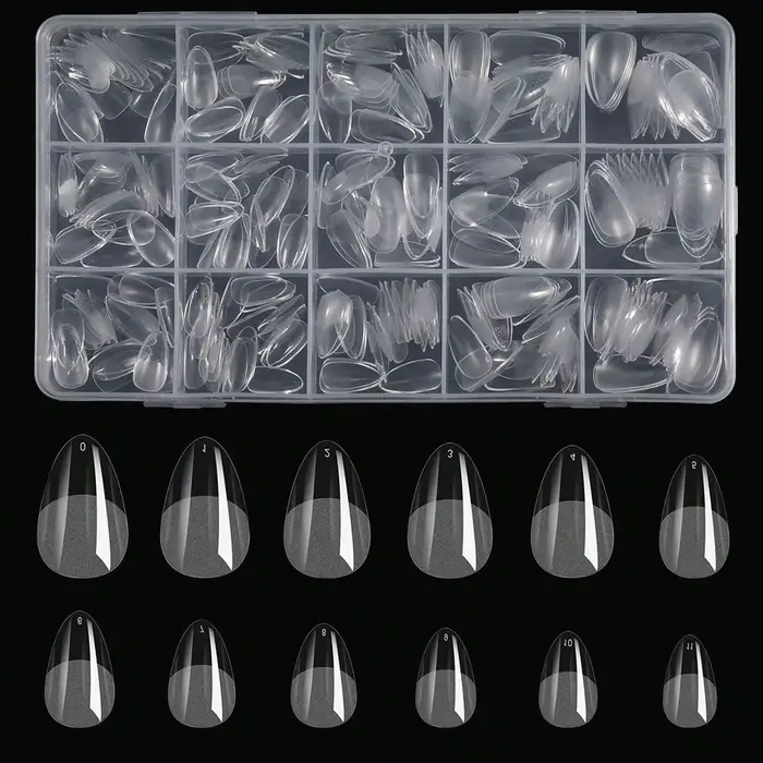 330 pièces/boîte faux ongles transparents en acrylique mat en forme d'amande, Kit de pointes d'ongle