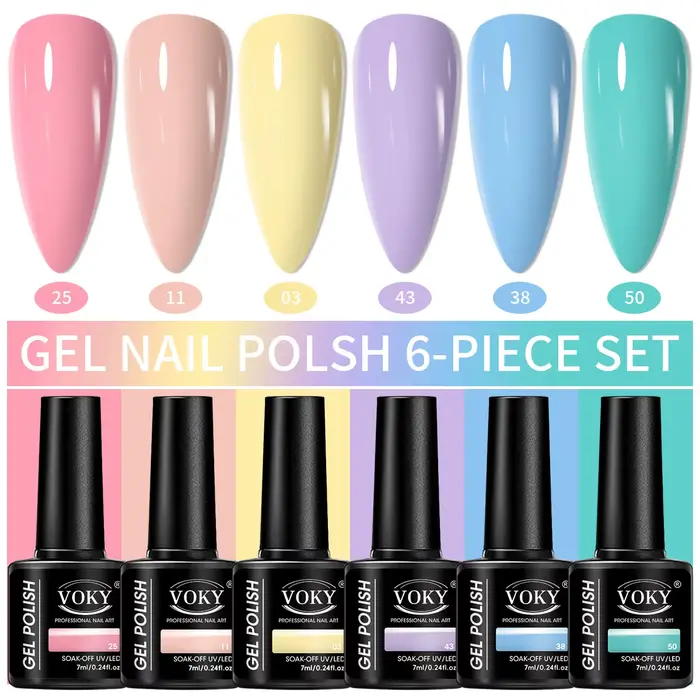 VOKY 6PCS/SET Ensemble de gel à ongles durable et amovible