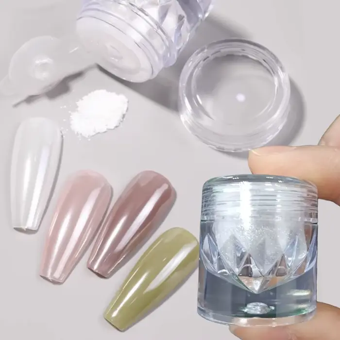 1 pot miroir placage brillant Aurora Chrome poudre pour ongles clair de lune perle blanc frottant