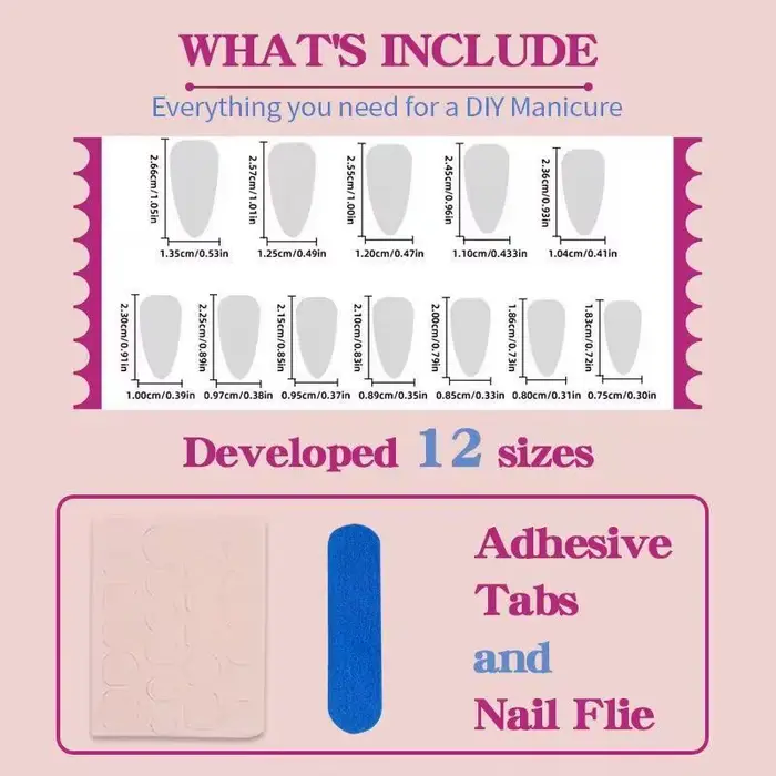 24 faux ongles longs pointus style patch
