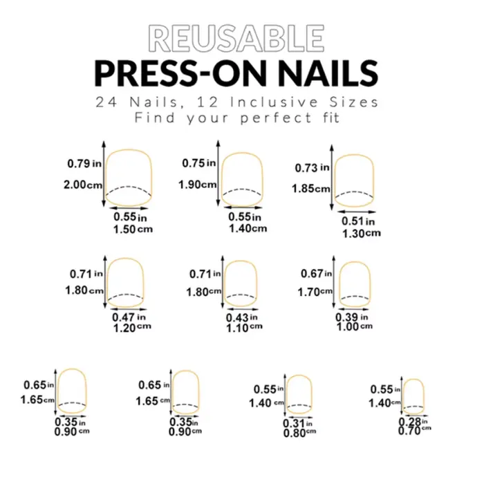 ARTAUG 24 pièces améliore votre Style avec des ongles courts carrés noirs à pression en dentelle