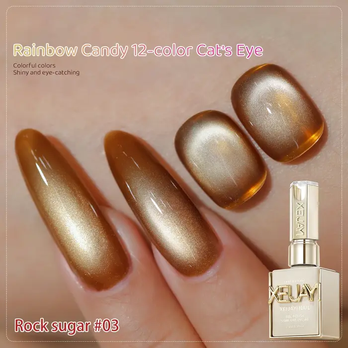 XEJAYI 1pc 15ml arc-en-ciel bonbons oeil de chat Gel vernis à ongles