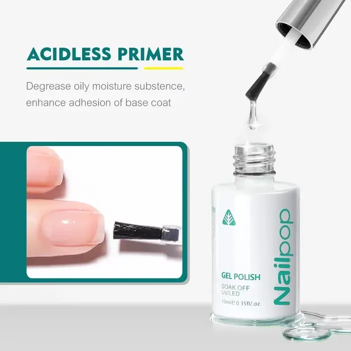 Nailpop-Top Coat Base Coat, Gel UV transparent, Apprêt en caoutchouc semi-continu, Verhéritage N64.A