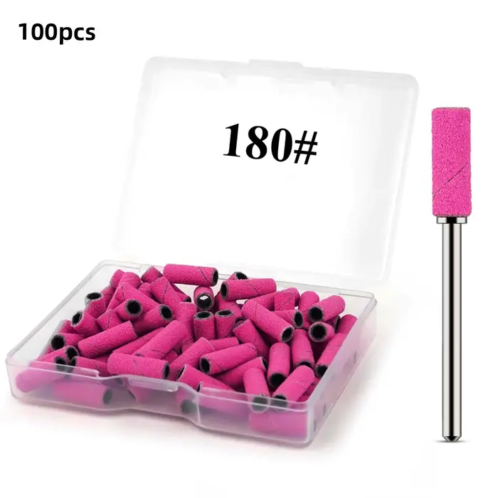 Forets à ongles petits bandes abrasives 100 pièces 180 lime de grain avec Mini mandrin de 3.1mm jeu