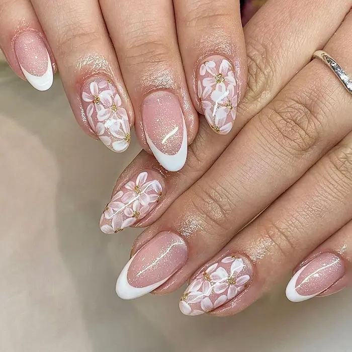 Faux ongles de Style français rose