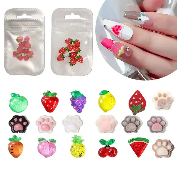 10 pièces Nail Art breloques résine Mini cerise fraise