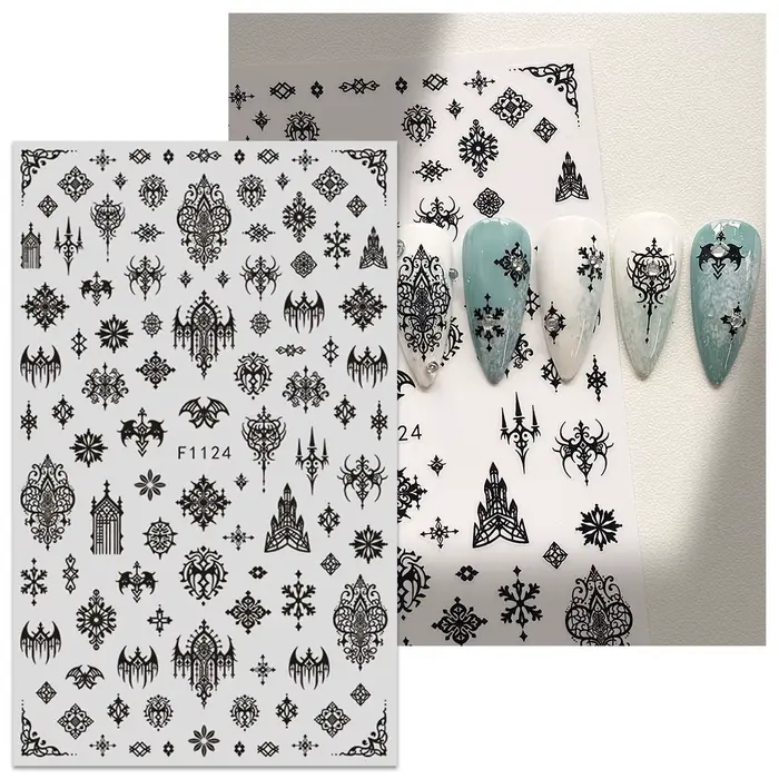 Autocollants pour nail art de style gothique foncé, faciles à appliquer pour la décoration des ongle