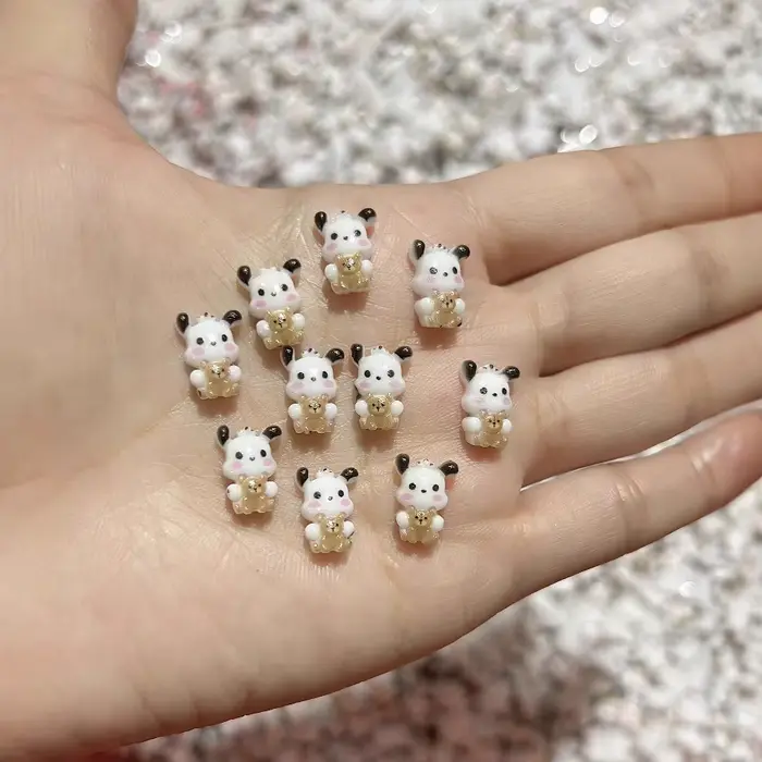 100 pièces nouveau Patch chiot résine ongles breloques mignon dessin animé chien bricolage Nail Art