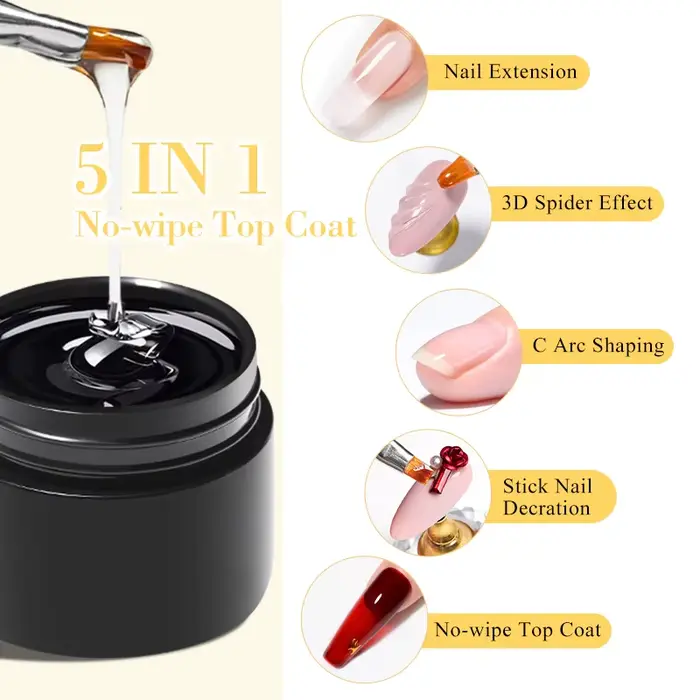 MTSSII 8ml 5 en 1 couche de finition sans essuyage Gel de renfort vernis à ongles fonction efficace 