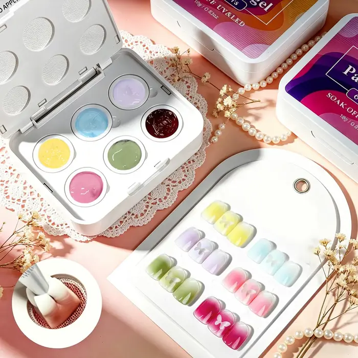 Gel compact six couleurs pour coussinets à ongles