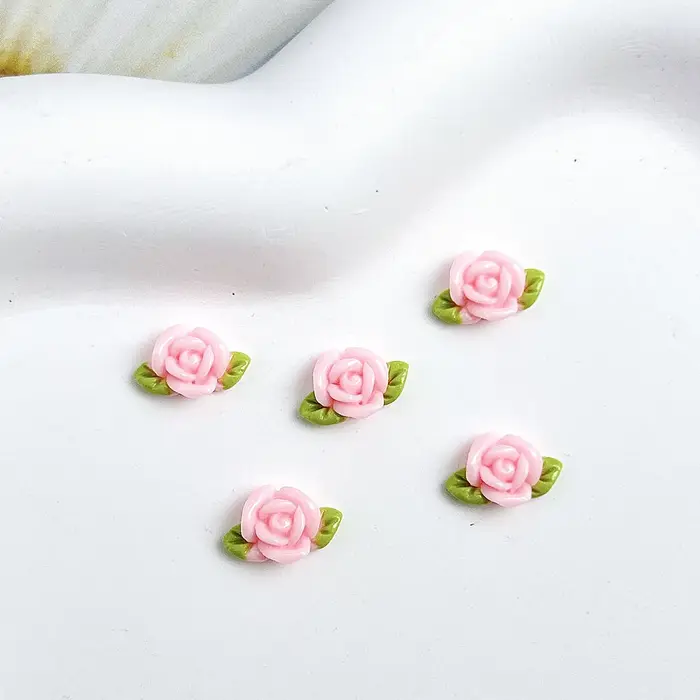 Feuille fleurs ongles breloques 3D résine lumineuse Rose décorations d'ongles 10*7mm Multi couleurs