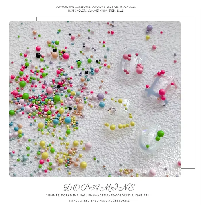 Étui de perles de caviar colorées pour nail art