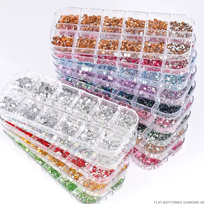 12 Grilles SS6-SS30 Mixte Nail Strass Brcorporelle Clair/Or/Rose/Bleu Diamant À Dos pio Nail Gemmes 