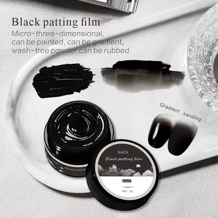 Colle à ongles 5G couleur unie noir et blanc, colle à effet plâtre, gel couleur unie dégradé brillan