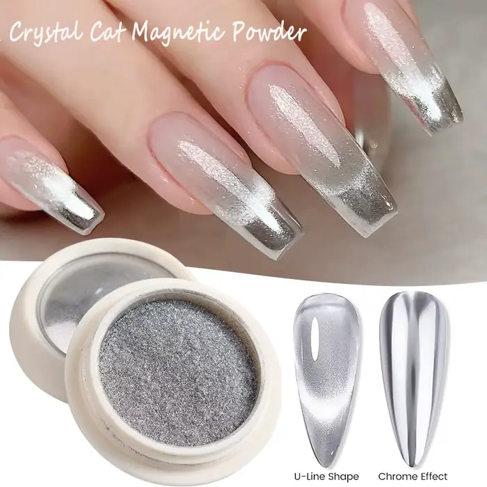Aurora Cat – poudre magnétique pour ongles, Pigment chromé, poussière à frotter métallique, effet ca