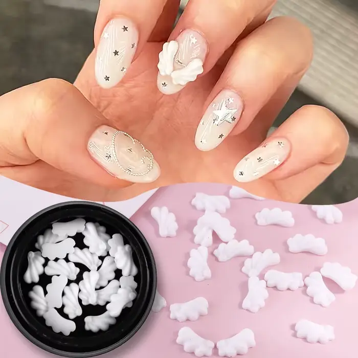 Décorations d'art d'ongles en forme d'ailes d'ange blanches | Accessoires pour ongles de style japonais mignon