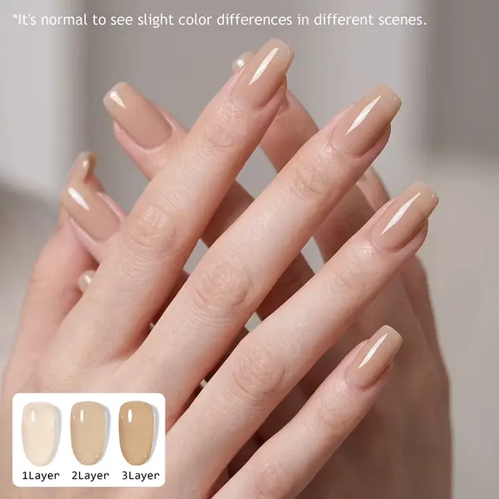 15ml Sans tracas # Gel UV Transparent Effet Café Lacté Nude 07