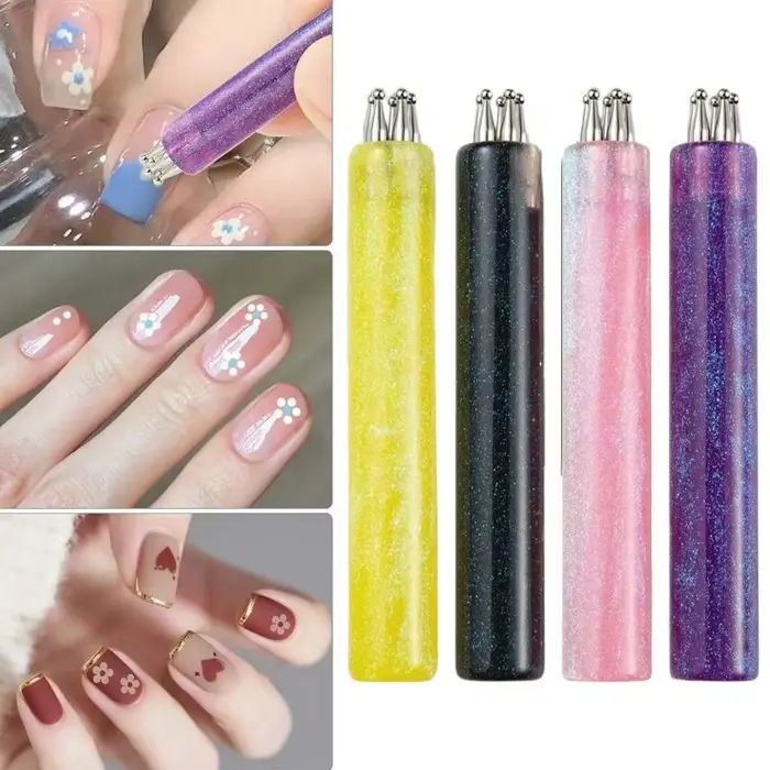 Stylo à points multi-usages en forme de fleur à 5 pétales pour nail art