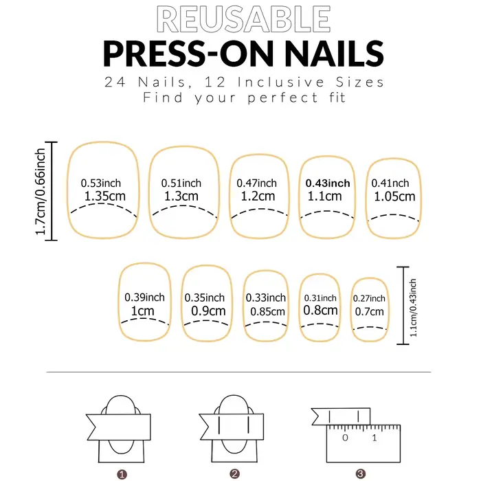 Faux ongles français courts et carrés pressés