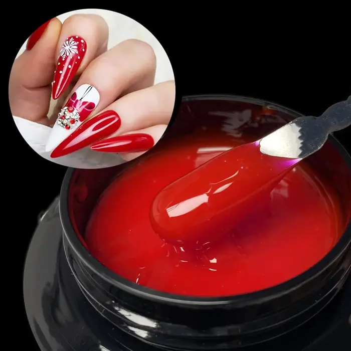 Jillnails 50G Builder Nail Gel Noël Rouge Bourgogne Auto Nivelant Moyen UV Led Gel 50ml