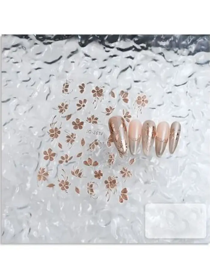 Nouveaux Autocollants pour Ongles Fleur Dorée Noble