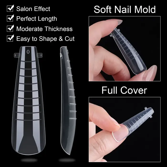 Pour Nail Art moules à ongles Style français couverture complète formes d'ongles cercueil longue ballerine double