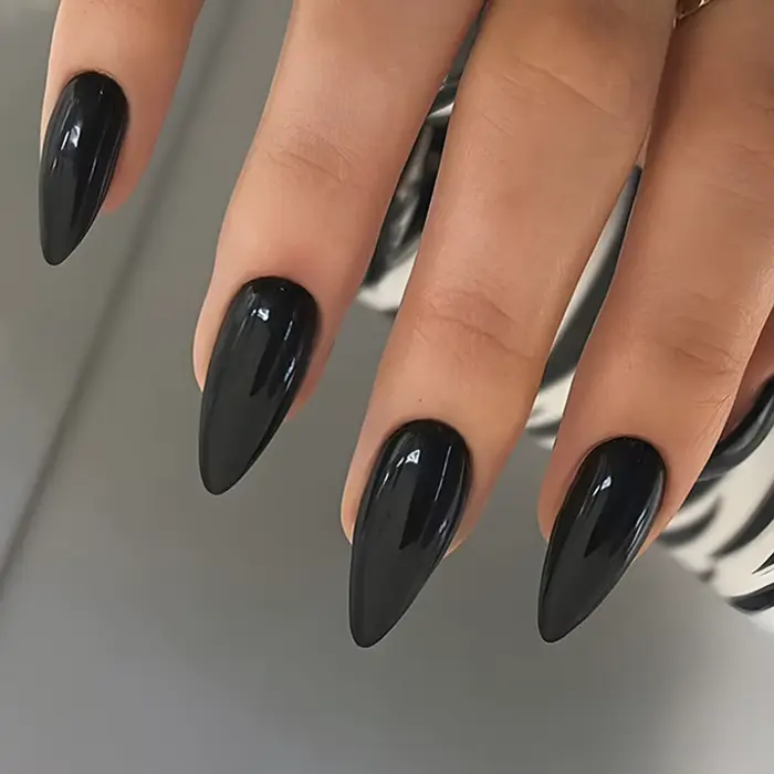 Faux ongles noirs brillants