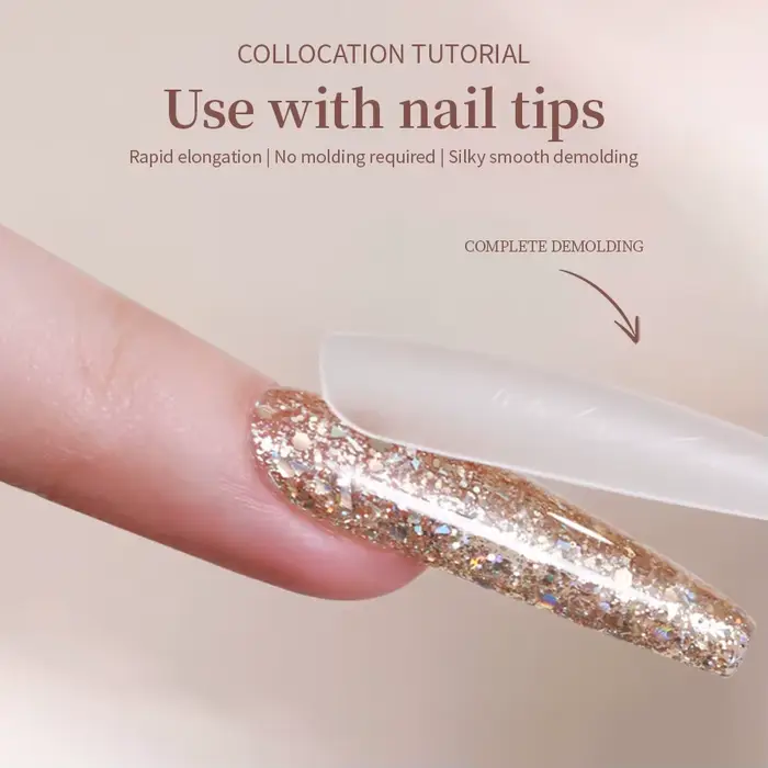 RSNAIL 5g 3 en 1 Extension Gel vernis à ongles doré argent paillettes scintillant construction UV Gel
