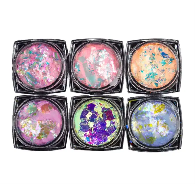 Paillettes pour ongles effet caméléon 6 couleurs, paillettes opales transparentes effet aurore, pail