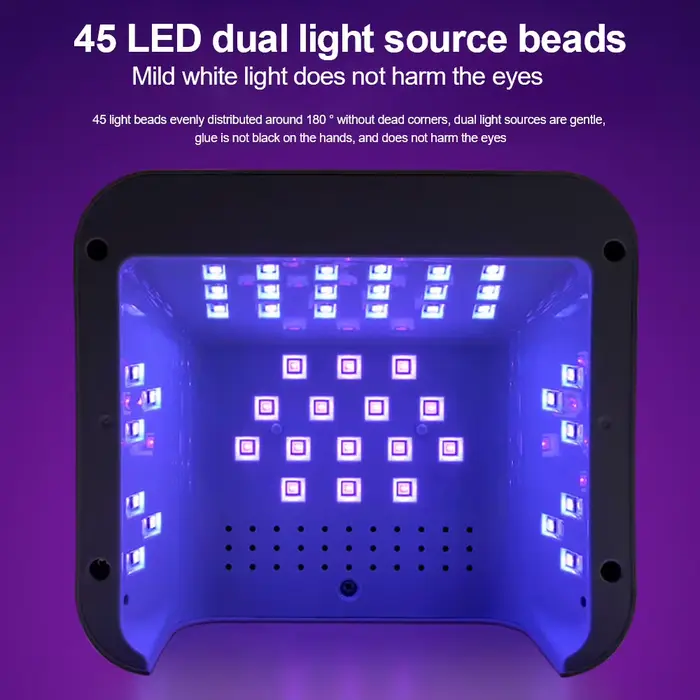 Sèche-ongles haute puissance avec écran LCD intelligent, lampe UV 45LED, séchage du gel, base parfai