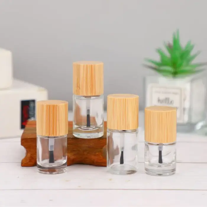 10/30 pièces, flacons de vernis à ongles cosmétiques de 5 ml, 8 ml, 10 ml, 15 ml, emballage de flacons ronds, flacons en verre vides pour gel à ongles avec pinceau, bouchon en bambou