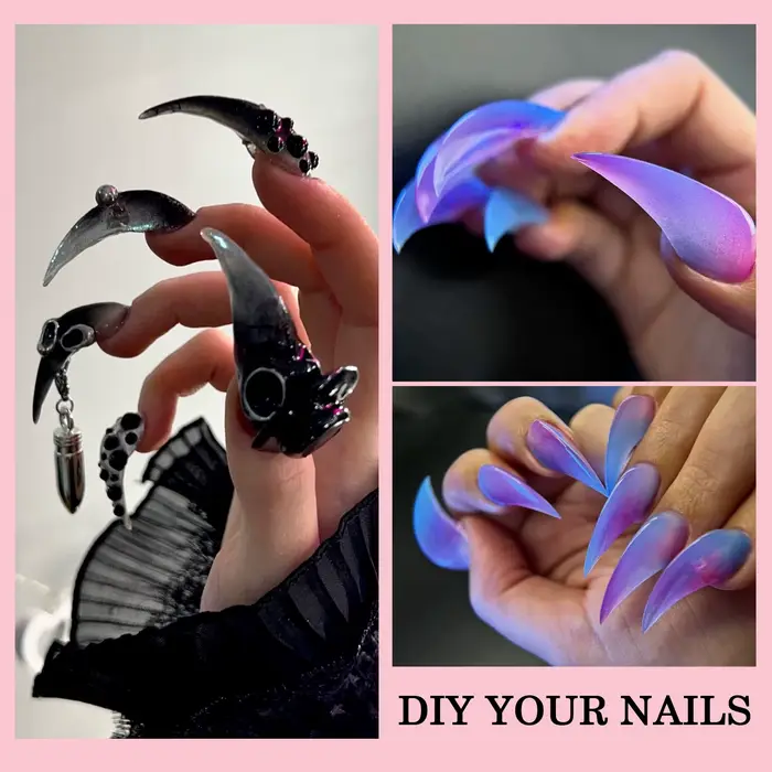 Nouvelles formes d'ongles à griffe d'aigle 140 pièces pointes d'extension en cristal pour ongles en Gel rapides Kit