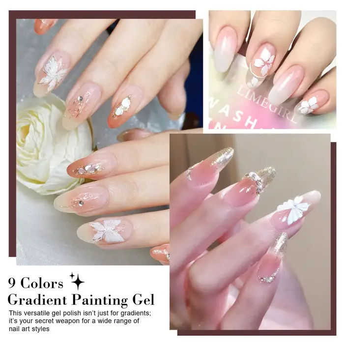 LIMEGIRL 9 couleurs dégradé peinture Gel Nail Art
