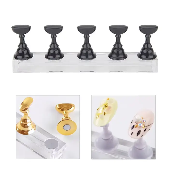 Présentoir de pratique pour Nail Art, ensemble de 5 pièces, échiquier, pointes magnétiques, support