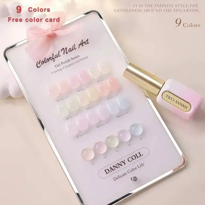 Ensemble de vernis à ongles en gel glacé printemps-été, 9 pièces, avec nuancier, vernis à ongles tra