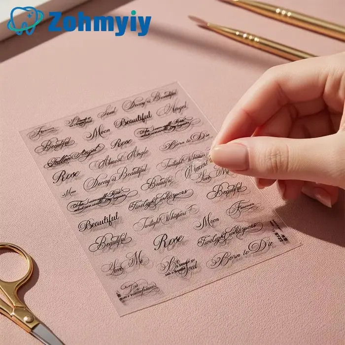 Autocollants pour ongles en lettres anglaises noires et blanches