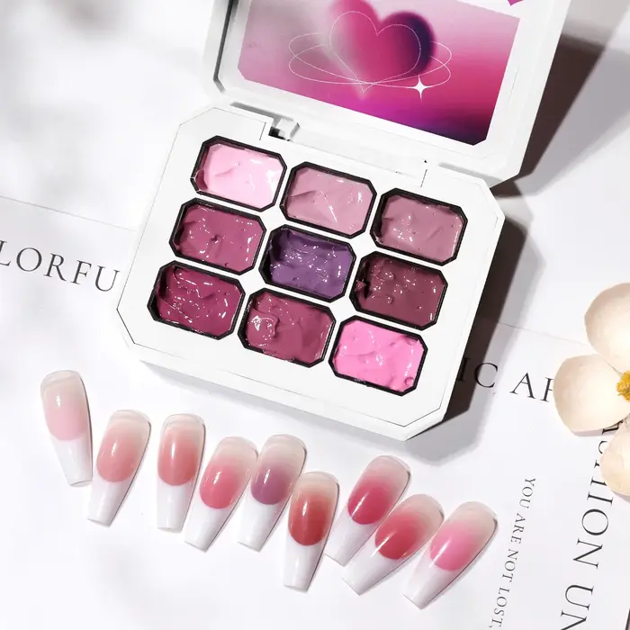 1 pièce Gel à ongles semi-solide rose 9 couleurs