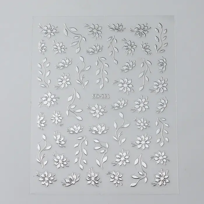 Autocollants pour ongles floraux – Décalcomanies 3D auto-adhésives à motif de fleurs et de feuilles pour Nail Art