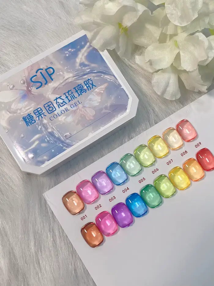 9 couleurs printemps/été solide vernis à ongles glace gelée transparente Dopamine verre bonbons arc-en-ciel Macaron