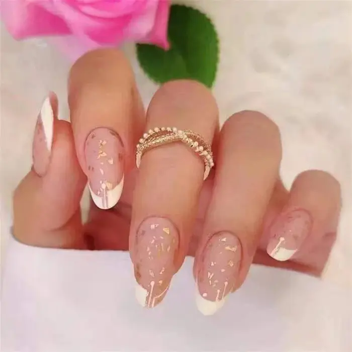Ensemble de Faux Ongles Style Européen Doux, Flocons de Neige, Bâton à Presser, N64.French, Noël, vitation, N64.perfect, Nail Art, 24 Pièces