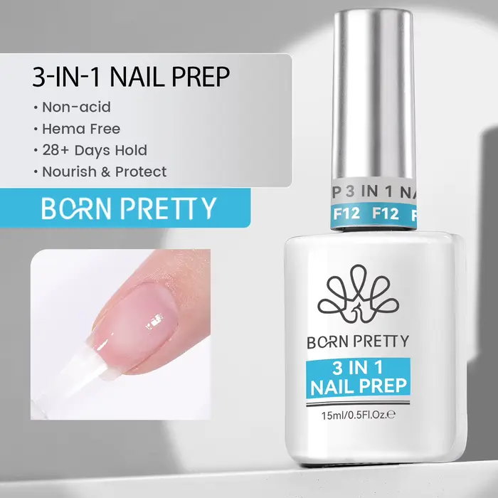 BORN PRETTY 15ml 3 en 1 préparation des ongles déshydrater sans acide apprêt pour ongles nutrition d