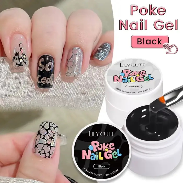 LILYCUTE 8ml Poke ongles Gel blanc noir piquant multifonctionnel UV LED Gel bulle océan vague sans essuyer dentelle peinture Gel vernis