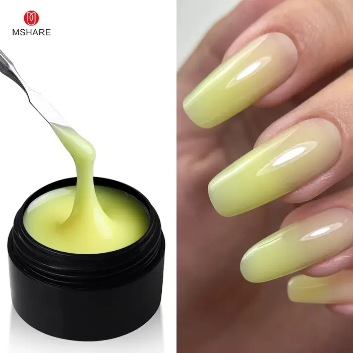 MSHARE Hema Tpo gratuit translucide gelée bleu jaune vert dégradé auto-nivelant Gel dur Extension rapide UV LED Gels pour ongles 50ml