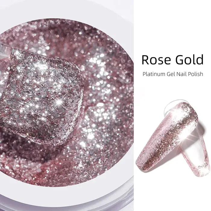 Verhéritage à Ongles Gel Pailmétrage, Platine Brillante, Flashing Nail Art, Soak Off UV, Semi-Contin